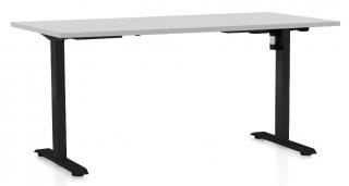 Výškově nastavitelný stůl OfficeTech A, 160 x 80 cm - černá podnož Barva: Světle šedá