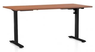 Výškově nastavitelný stůl OfficeTech A, 160 x 80 cm - černá podnož Barva: Třešeň