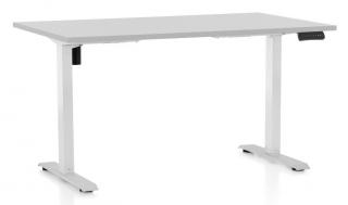 Výškově nastavitelný stůl OfficeTech B, 140 x 80 cm - bílá podnož Barva: Světle šedá