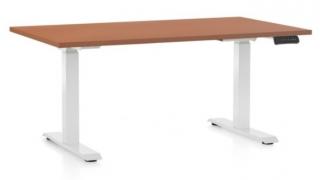 Výškově nastavitelný stůl OfficeTech C, 140 x 80 cm - bílá podnož Barva: Třešeň