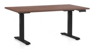 Výškově nastavitelný stůl OfficeTech C, 140 x 80 cm - černá podnož Barva: Ořech