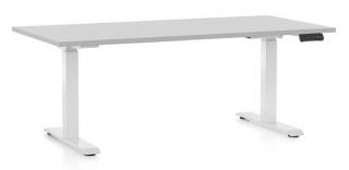 Výškově nastavitelný stůl OfficeTech C, 160 x 80 cm - bílá podnož Barva: Světle šedá