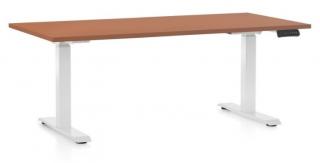 Výškově nastavitelný stůl OfficeTech C, 160 x 80 cm - bílá podnož Barva: Třešeň