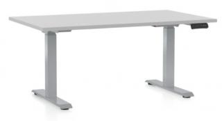 Výškově nastavitelný stůl OfficeTech D, 140 x 80 cm - šedá podnož Barva: Třešeň