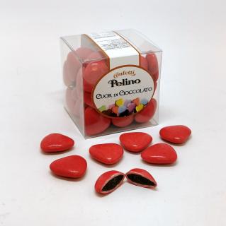 Čokoládová srdíčka červená Balení: 150 g v průhledné krabičce