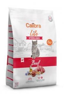 Calibra Cat Life Sterilised Beef 6kg (Kompletní superprémiové suché krmivo pro dospělé, kastrované a sterilizované kočky. Hovězí bez pšenice s vysokým obsahem masa, a to včetně čerstvého pro výraznou chutnost.)