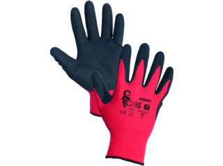 Povrstvené rukavice ALVAROS, červeno-černé Velikost: 10