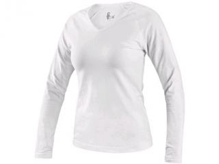Tričko CXS MARY, dámské, výstřih do V, dlouhý rukáv, bílá Velikost: XL
