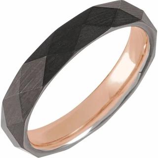 Salaba Černý wolframový prsten BOB 64mm MATERIÁL: WOLFRAM + RŮŽOVÉ ZLATO 18 kt (750/1000), ŠÍŘE PRSTENU: 4 mm