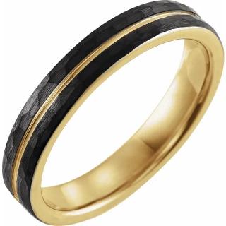 Salaba Černý wolframový prsten PHILLIP TAR52185 62mm MATERIÁL: WOLFRAM + ŽLUTÉ ZLATO 18 kt (750/1000), ŠÍŘE PRSTENU: 4 mm