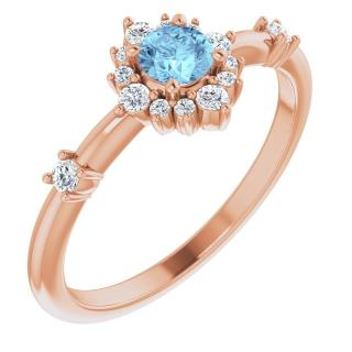 Salaba Diamantový prsten s drahokamem dle přání 72088 54mm CENTRÁLNÍ DRAHOKAM: AKVAMARÍN, MATERIÁL: RŮŽOVÉ ZLATO 14 kt (585/1000)