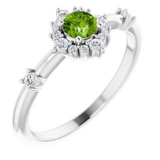 Salaba Diamantový prsten s drahokamem dle přání 72088 54mm CENTRÁLNÍ DRAHOKAM: PERIDOT, MATERIÁL: BÍLÉ ZLATO 14 kt (585/1000)