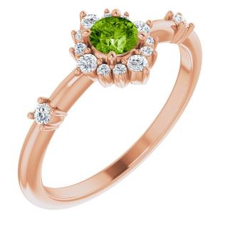 Salaba Diamantový prsten s drahokamem dle přání 72088 54mm CENTRÁLNÍ DRAHOKAM: PERIDOT, MATERIÁL: RŮŽOVÉ ZLATO 14 kt (585/1000)