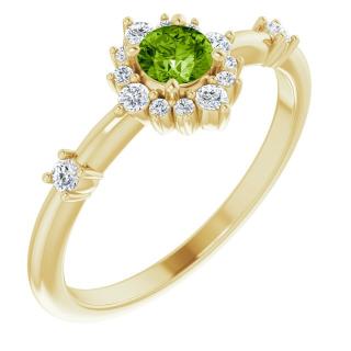 Salaba Diamantový prsten s drahokamem dle přání 72088 54mm CENTRÁLNÍ DRAHOKAM: PERIDOT, MATERIÁL: ŽLUTÉ ZLATO 14 kt (585/1000)