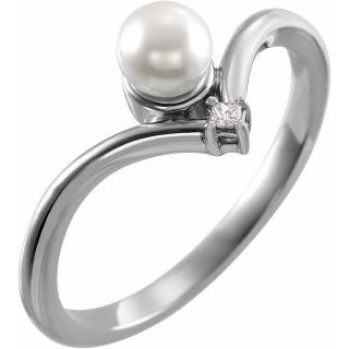 Salaba Diamantový prsten s perlou AKOYA 6526 54mm MATERIÁL: BÍLÉ ZLATO 14 kt (585/1000)
