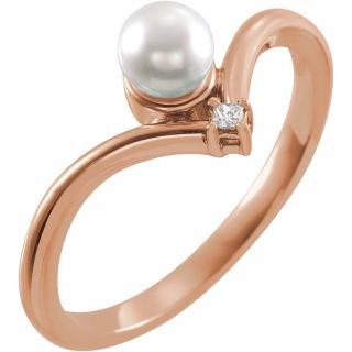 Salaba Diamantový prsten s perlou AKOYA 6526 54mm MATERIÁL: RŮŽOVÉ ZLATO 14 kt (585/1000)