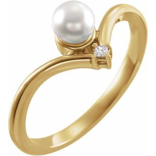 Salaba Diamantový prsten s perlou AKOYA 6526 54mm MATERIÁL: ŽLUTÉ ZLATO 14 kt (585/1000)