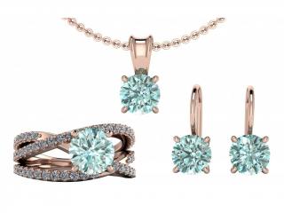 Salaba Luxusní šperky JASMINE s diamanty Teal Blue MATERIÁL: BÍLÉ ZLATO 14 kt (585/1000), ŠPERK: KOMPLET ŠPERKŮ