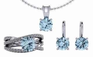 Salaba Luxusní šperky JASMINE s topazy Ice Blue MATERIÁL: BÍLÉ ZLATO 14 kt (585/1000), ŠPERK: KOMPLET ŠPERKŮ