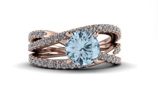 Salaba Luxusní šperky JASMINE s topazy Ice Blue MATERIÁL: RŮŽOVÉ ZLATO 14 kt (585/1000), ŠPERK: PRSTEN