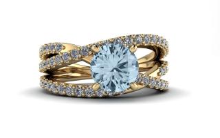 Salaba Luxusní šperky JASMINE s topazy Ice Blue MATERIÁL: ŽLUTÉ ZLATO 14 kt (585/1000), ŠPERK: PRSTEN