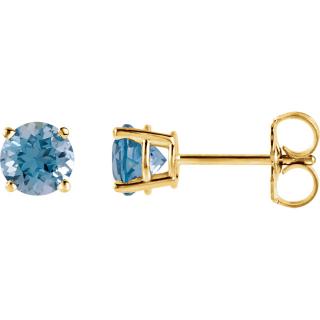 Salaba Náušnice TOPAZ SWISS BLUE 1874 MATERIÁL: ŽLUTÉ ZLATO 14 kt (585/1000), VELIKOST DRAHOKAMU: ⌀ 4,00 mm