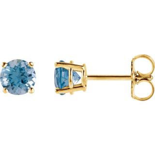 Salaba Náušnice TOPAZ SWISS BLUE 1874 MATERIÁL: ŽLUTÉ ZLATO 14 kt (585/1000), VELIKOST DRAHOKAMU: ⌀ 5,00 mm