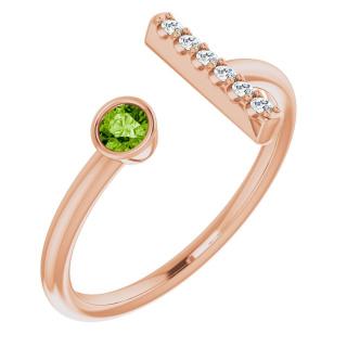 Salaba Netradiční prsten s drahokamem 71918 54mm CENTRÁLNÍ DRAHOKAM: PERIDOT, MATERIÁL: RŮŽOVÉ ZLATO 14 kt (585/1000)