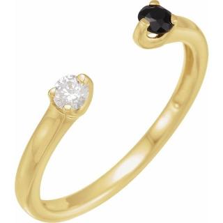 Salaba Otevřený prsten s drahokamy 688826 54mm DRAHOKAMY: DIAMANT + ONYX, MATERIÁL: ŽLUTÉ ZLATO 14 kt (585/1000)