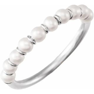 Salaba Prsten s perlami 54mm MATERIÁL: BÍLÉ ZLATO 14 kt (585/1000)