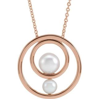 Salaba Rodinný náhrdelník s perlami AKOYA 87103 45cm MATERIÁL: RŮŽOVÉ ZLATO 14 kt (585/1000)