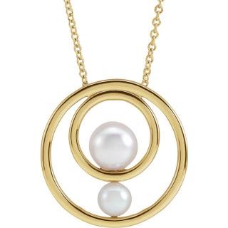 Salaba Rodinný náhrdelník s perlami AKOYA 87103 45cm MATERIÁL: ŽLUTÉ ZLATO 14 kt (585/1000)