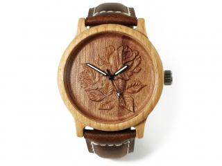 Dřevěné hodinky 3D - Růže květ Gravírování produktu: S věnováním (text napište do poznámky při objednávce), Gravírování krabičky: Bez věnování,…