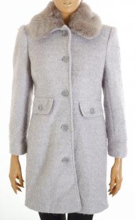 Kabát M&Co šedý s umělým kožíškem šedý 15% vlna vel. S / uk 10