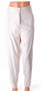 Kalhoty plátěné M&S vel. L/XL béžové s červ červenými proužky 100% bavlna