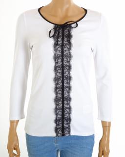Tričko Orsay bílé s černou krajkou vel. XS - S vada