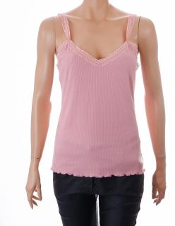 Tričko The Brand růžové plastický proužek s krajkou na ramínka vel M/L