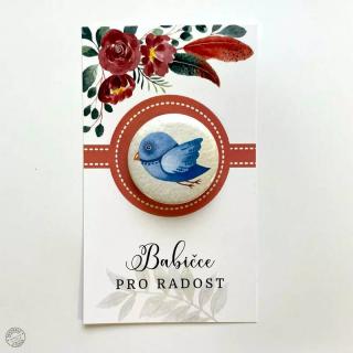 Dárková kartička Babičce pro radost s buttonem