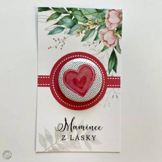 Dárková kartička Mamince z lásky s buttonem