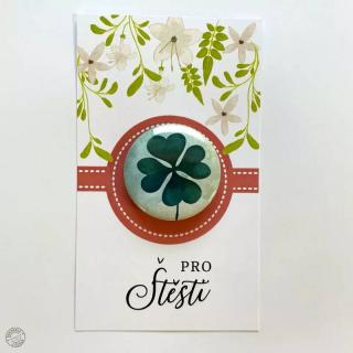 Dárková kartička Pro štěstí s buttonem