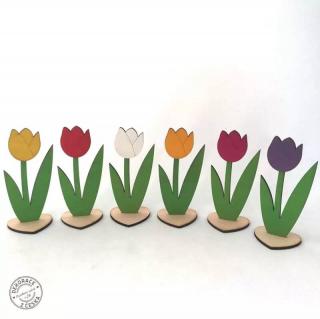 Dřevěný tulipán 18 cm, 6 barev