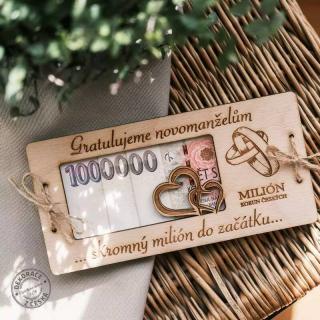 Svatební dřevěné přání - Milion korun