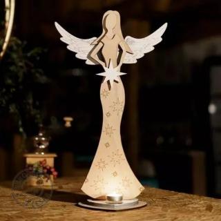 Vánoční anděl dřevěný 50 cm se svíčkou - 2 barevné varianty