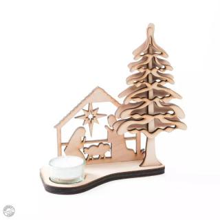 Vánoční Betlém dřevěný přírodní 15 cm (Vánoční Betlém)