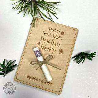 Vánoční dřevěné přání na bankovky-motiv 2