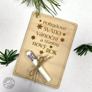 Vánoční dřevěné přání na bankovky-motiv 3