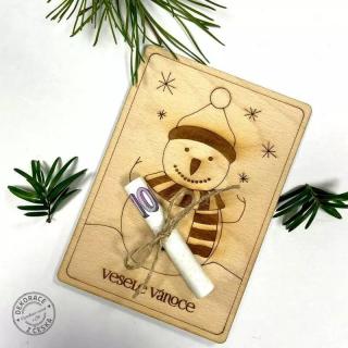 Vánoční dřevěné přání na bankovky-motiv 5