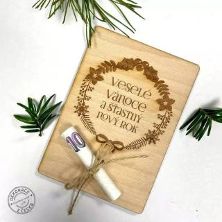 Vánoční dřevěné přání na bankovky-motiv 6