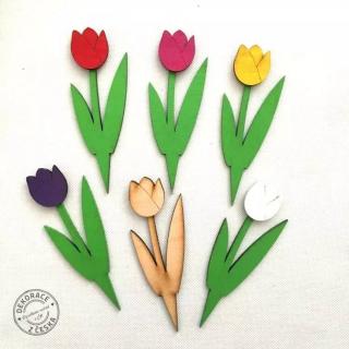 Zápich dřevěný tulipán 15 cm, 6 barev