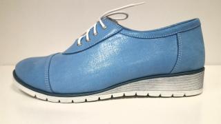 Dámská trendy kožená světle modrá obuv na klínku HUJO P-12/1 Tabulka dámských velikostí: 37